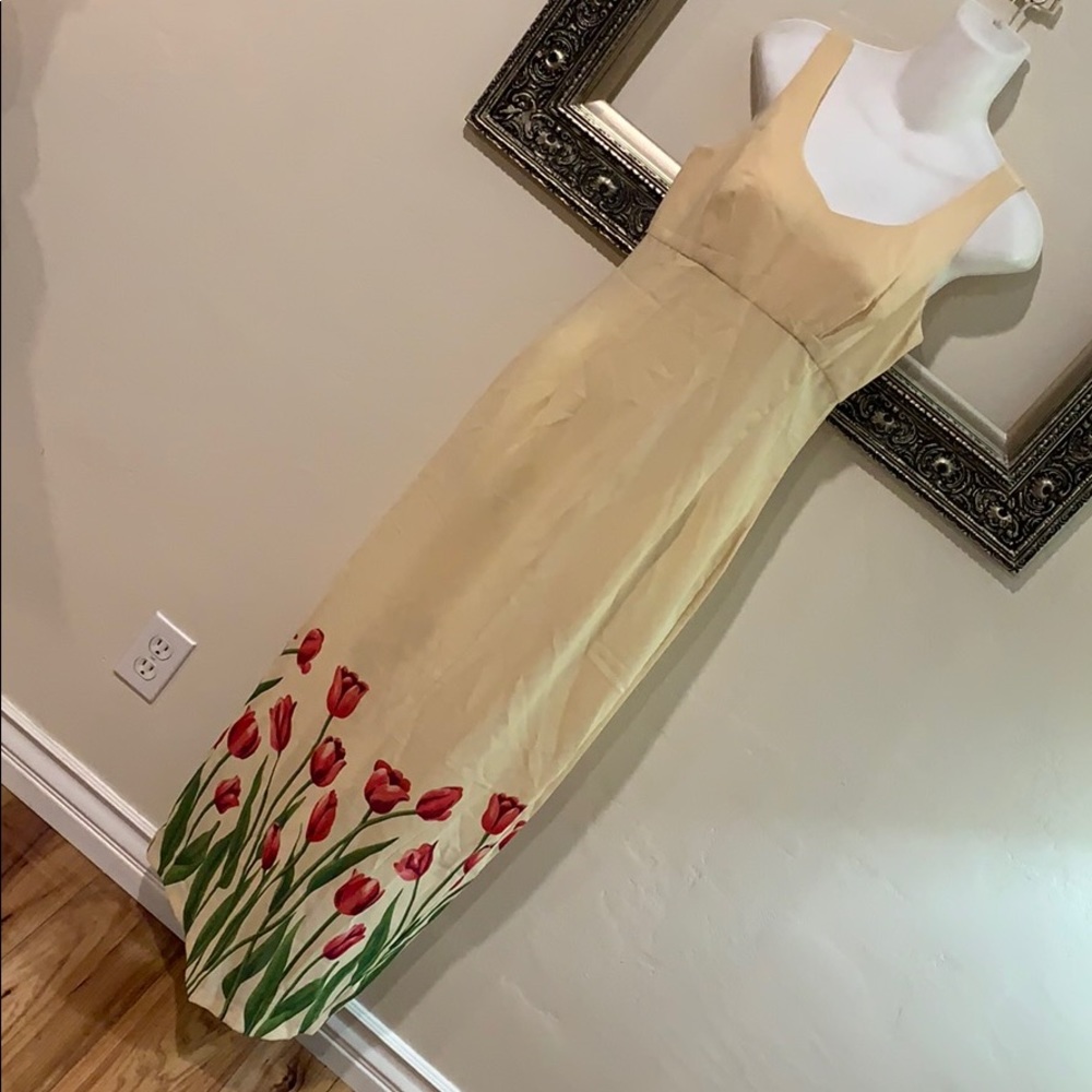Cream Dress With Tulips